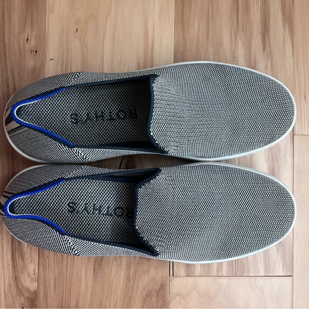 Rothy's WOMen's Black and Blue Slip-On Loafers